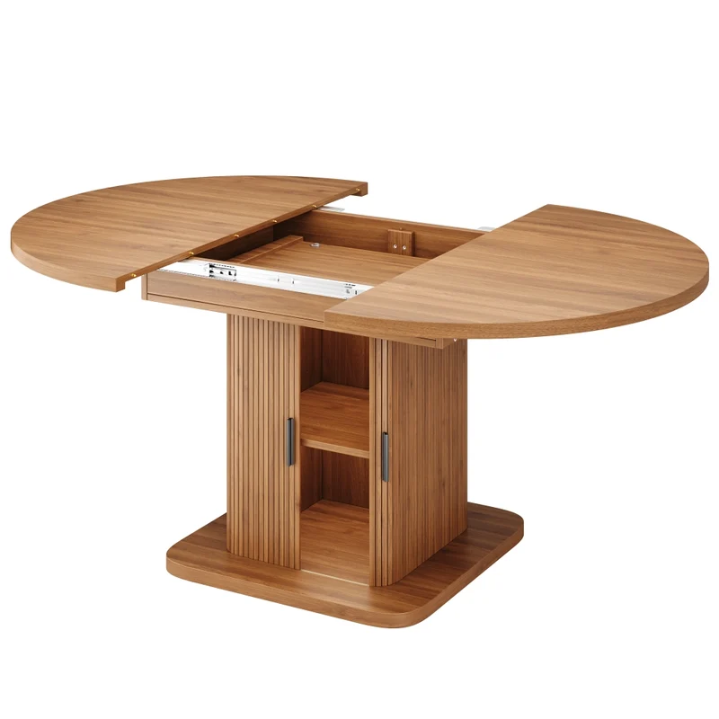 Tavolo da pranzo allungabile da 120 a 160 cm; effetto legno; marrone scuro per cucina e sala da pranzo
