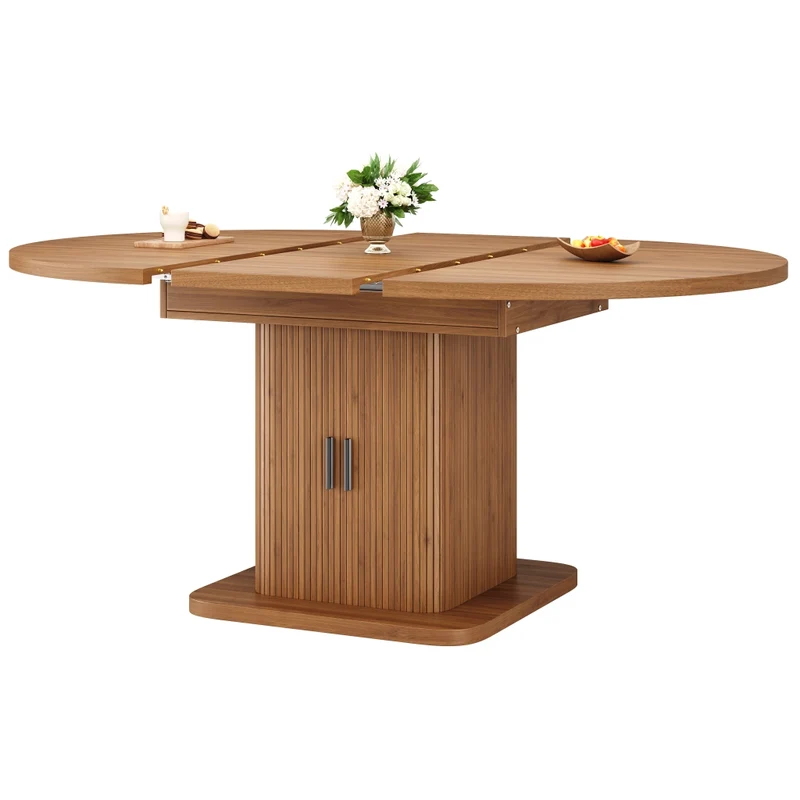 Tavolo da pranzo allungabile da 120 a 160 cm; effetto legno; marrone scuro per cucina e sala da pranzo