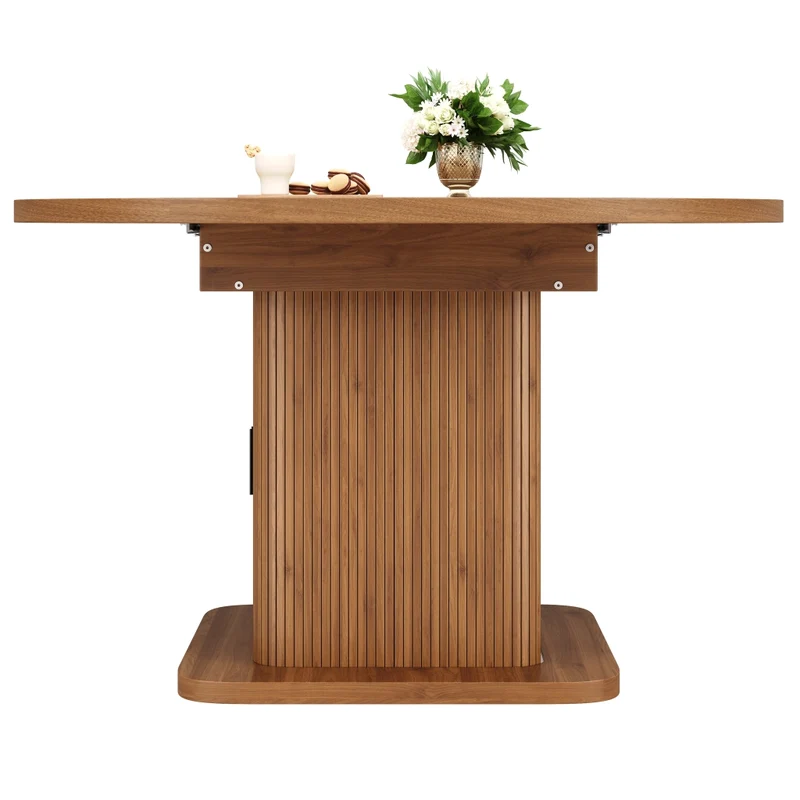 Tavolo da pranzo allungabile da 120 a 160 cm; effetto legno; marrone scuro per cucina e sala da pranzo