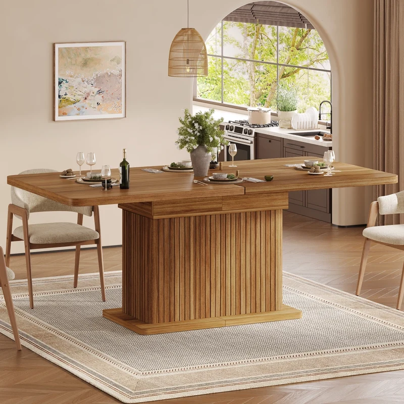 Tavolo da pranzo quadrato 80x80 cm con contenitore nascosto; MDF e metallo; effetto legno marrone scuro