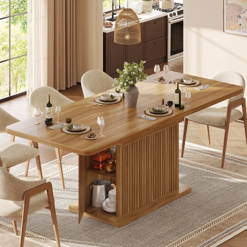 Tavolo da pranzo quadrato 80x80 cm con contenitore nascosto; MDF e metallo; effetto legno marrone scuro