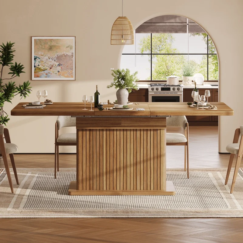 Tavolo da pranzo quadrato 80x80 cm con contenitore nascosto; MDF e metallo; effetto legno marrone scuro