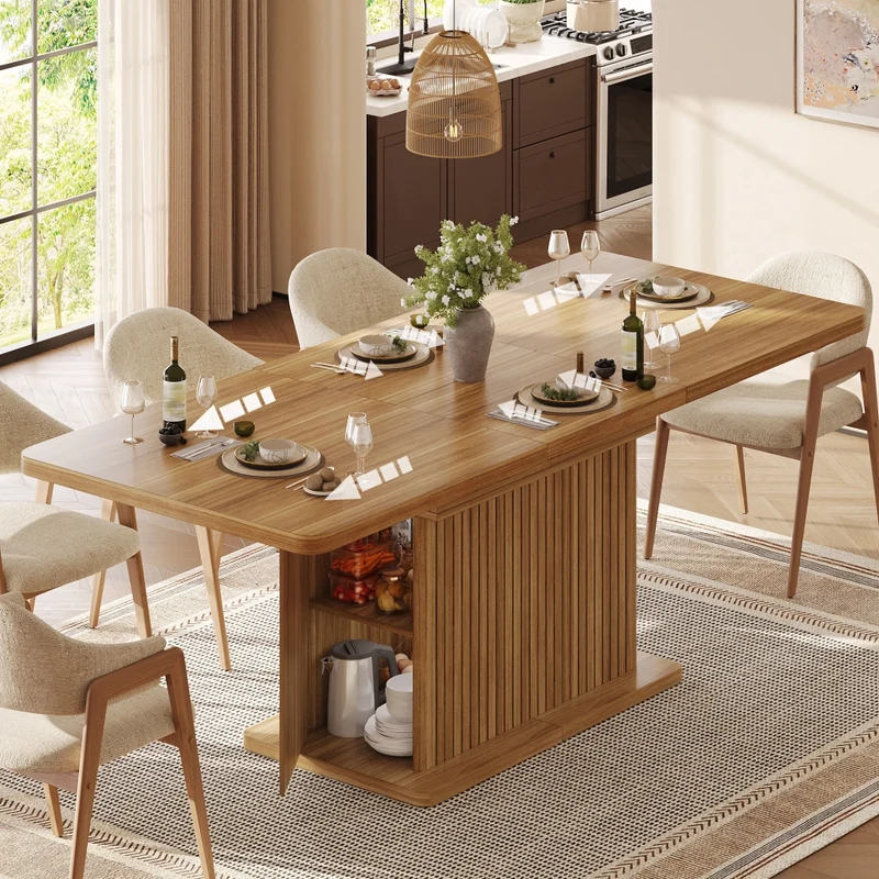 Tavolo da pranzo quadrato 80x80 cm con contenitore nascosto; MDF e metallo; effetto legno marrone scuro