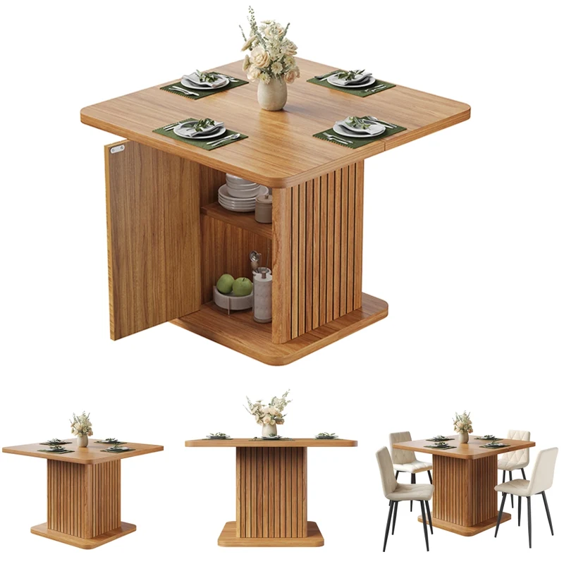 Tavolo da pranzo allungabile da 140 a 180 cm con contenitore interno; MDF e metallo; nero effetto marmo