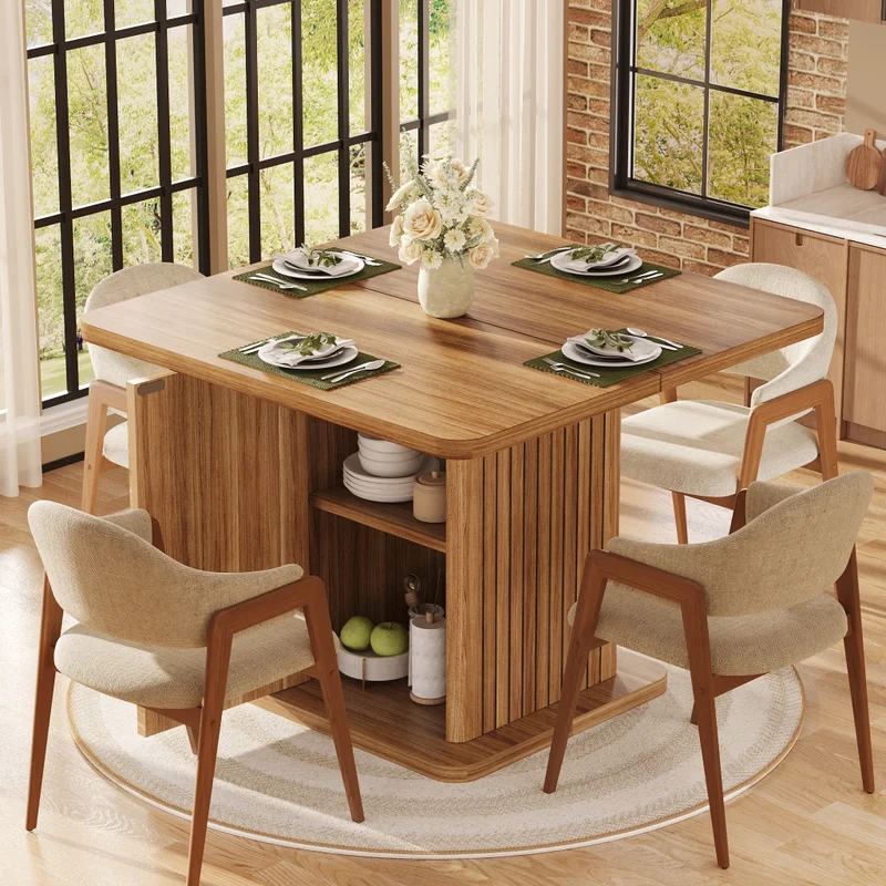 Tavolo da pranzo allungabile da 140 a 180 cm con contenitore interno; MDF e metallo; nero effetto marmo