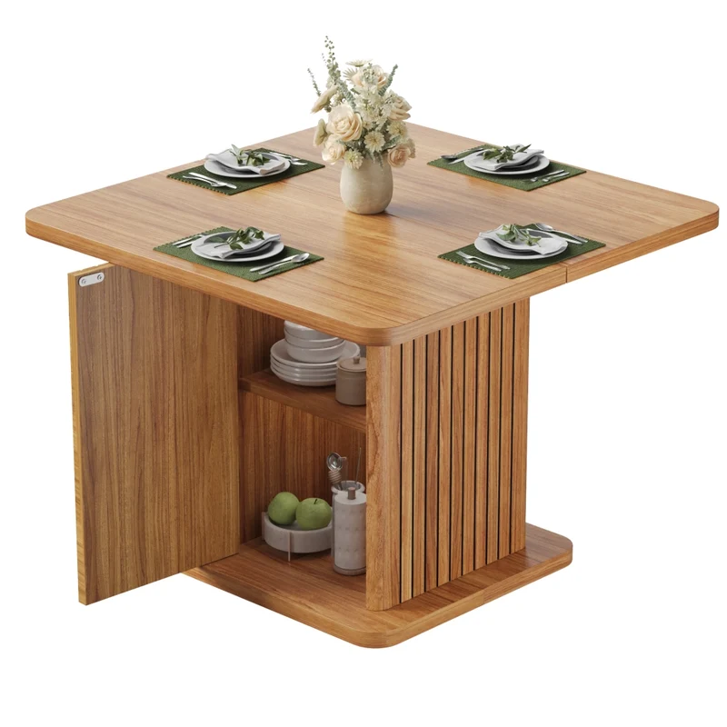 Tavolo da pranzo allungabile da 140 a 180 cm con contenitore interno; MDF e metallo; nero effetto marmo