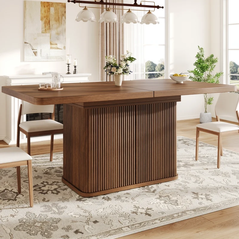Tavolo da pranzo allungabile 120-160 x 90 cm in MDF; struttura in metallo nero; rovere chiaro