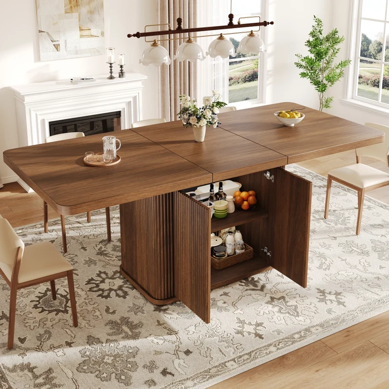 Tavolo da pranzo allungabile 120-160 x 90 cm in MDF; struttura in metallo nero; rovere chiaro