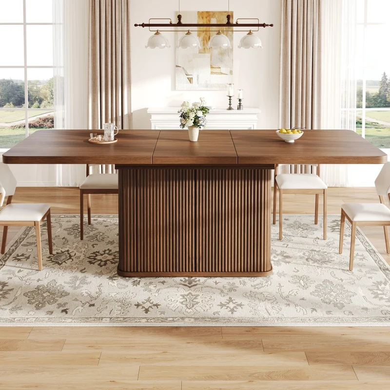 Tavolo da pranzo allungabile 120-160 x 90 cm in MDF; struttura in metallo nero; rovere chiaro