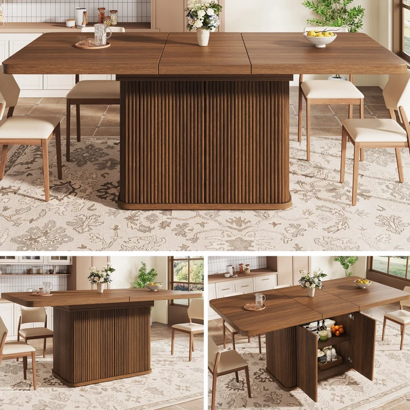 Tavolo da pranzo allungabile 120-160 x 90 cm in MDF; struttura in metallo nero; rovere chiaro