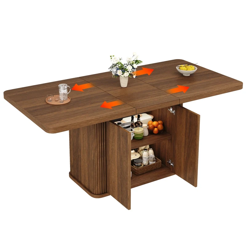 Tavolo da pranzo allungabile 120-160 x 90 cm in MDF; struttura in metallo nero; rovere chiaro