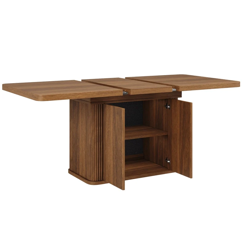 Tavolo da pranzo allungabile 120-160 x 90 cm in MDF; struttura in metallo nero; rovere chiaro
