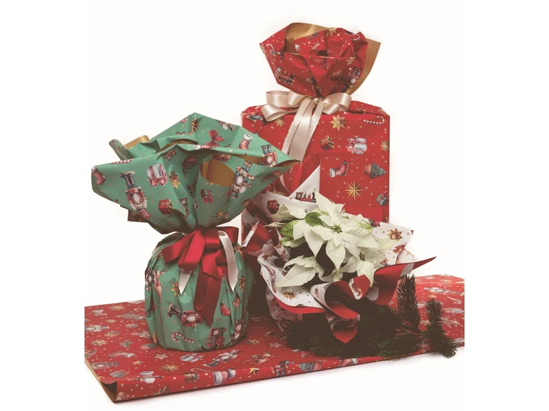Bobina Nutcracker Elite 50my 1x20mt double face fantasia natalizia verde e fondo pieno oro