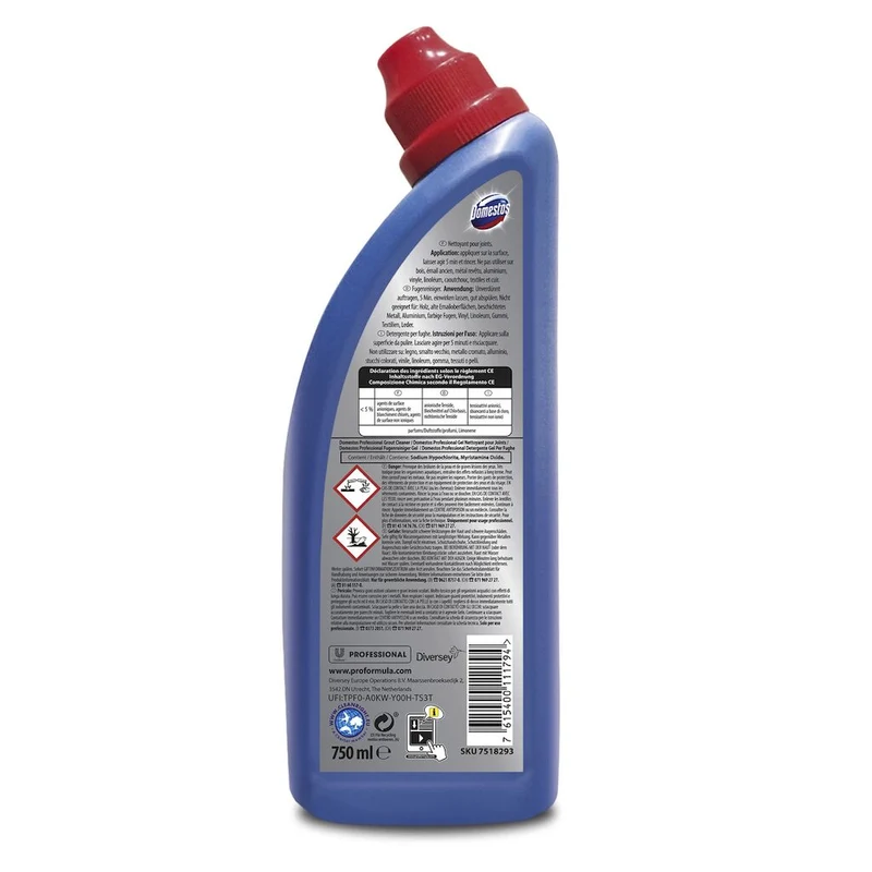 Detergente per pulizia fughe piastrelle Diversey Domestos Gel per Fughe 750 ml