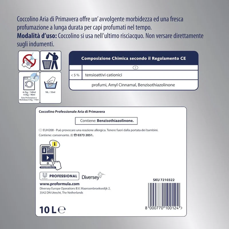Ammorbidente per biancheria Diversey Coccolino Primavera 10 litri