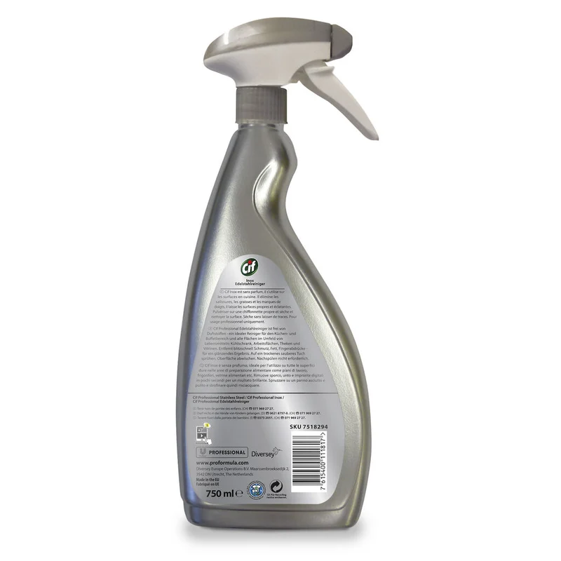 Detergente superfici in acciaio Diversey Cif Acciaio Inox 6x0,75 l