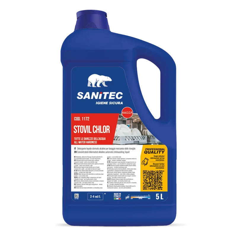 Detergente clorinato per lavaggio stoviglie Sanitec Stovil Chlor 5 lt