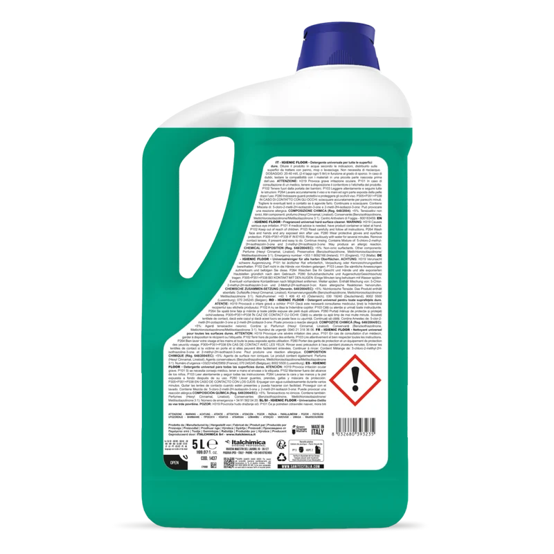 Detergente per pavimenti Sanitec Igienic Floor Mela Verde 5 litri