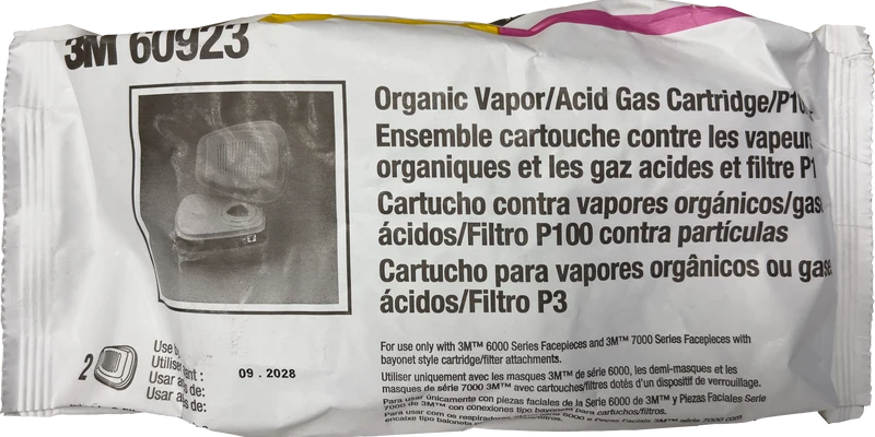 3M Organic Vapor/Acid Gas Cartridges with P100 Filter (60923)