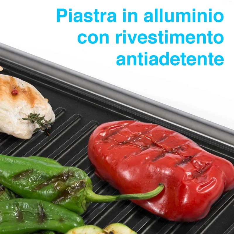 Piastra Elettrica Bistecchiera 2000W Antiaderente Tostapane Grill Panin Sandwich