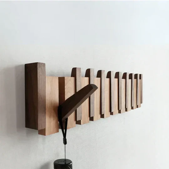 Porte-Manteau Mural en Bois - Design Style Piano | Élégance Moderne