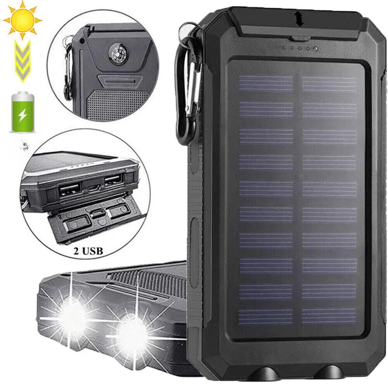 Batterie Externe Solaire Étanche Antichoc 10 000 mAh | Recharge Solaire
