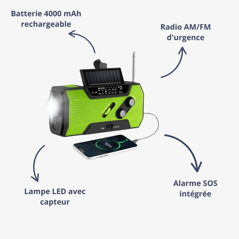 Radio de Survie Rechargeable - Multifonctions | Montelac