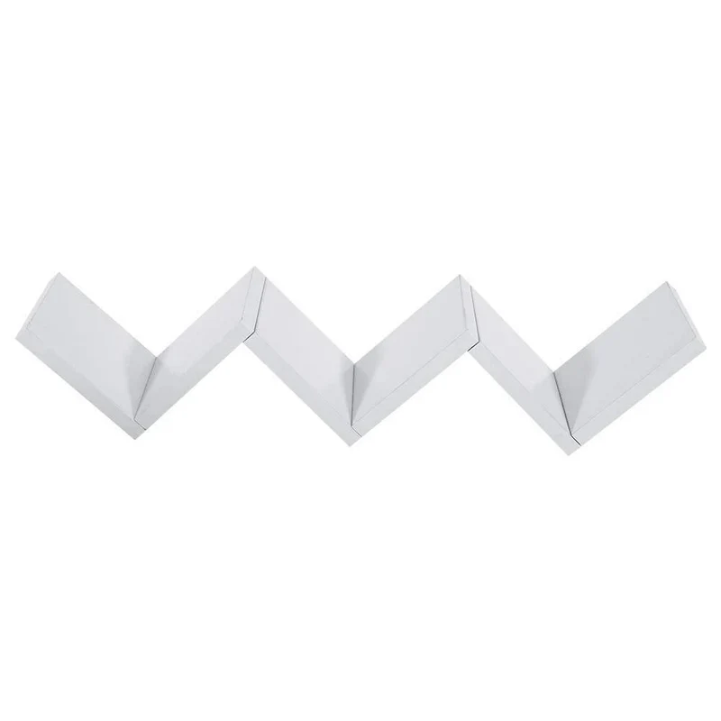 Mensola Parete Moderna Design Zig Zag 59x12x12 cm Scaffale 3 Ripiani in Melamina Bianco