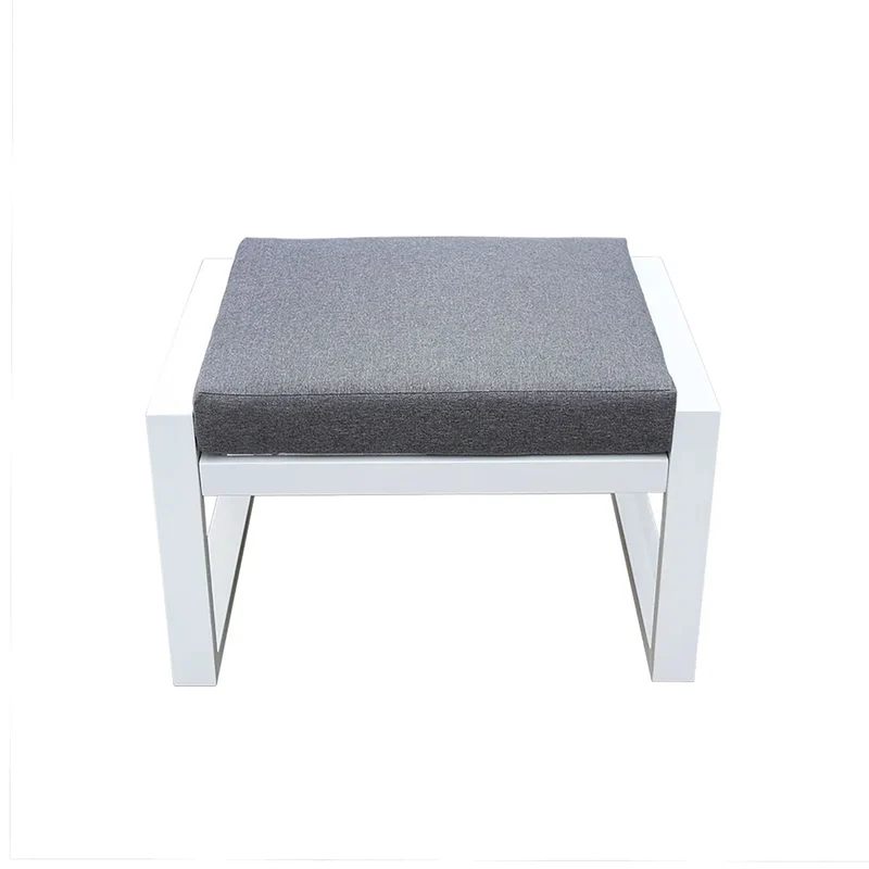 Pouf da Giardino Mikonos 67,5x53x45 cm in Alluminio e Tessuto Tecnico Grigio e Bianco