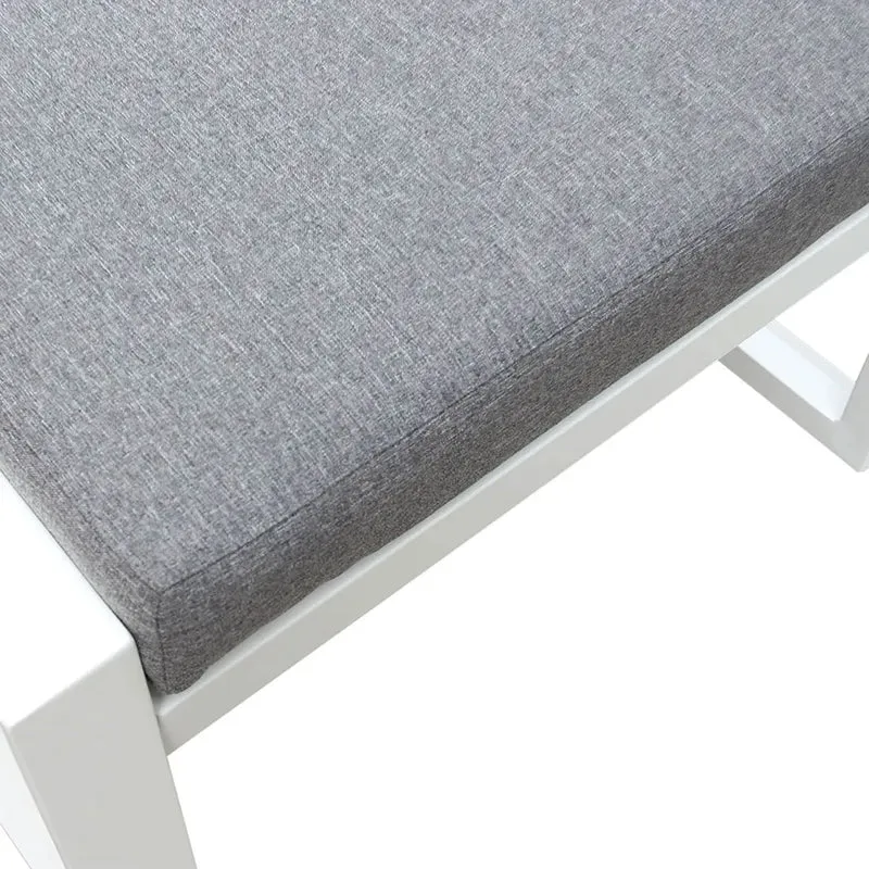 Pouf da Giardino Mikonos 67,5x53x45 cm in Alluminio e Tessuto Tecnico Grigio e Bianco