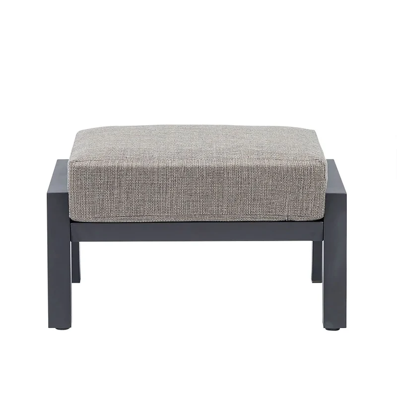 Pouf da Giardino Kea 77x63x34 cm in Alluminio e Tessuto Olefin Grigio