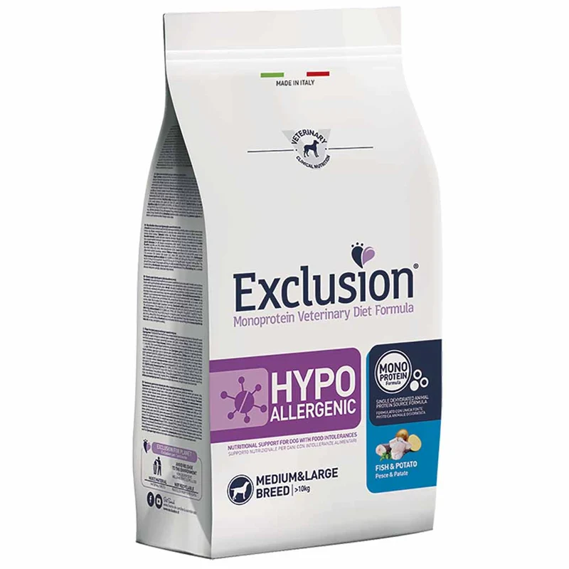 Alimento secco per cani Exclusion Hypoallergenic Pesce Patate Medium Large 12 kg