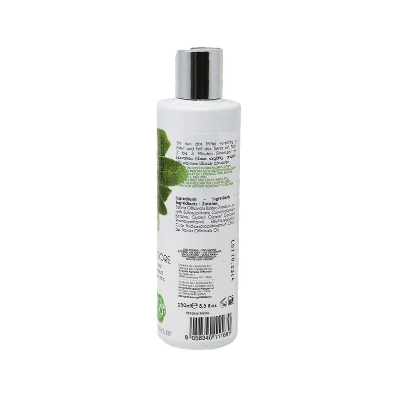 Shampoo per cani e gatti alla Salvia rinforza la cute e riduce la caduta del pelo 250ml Officinalis