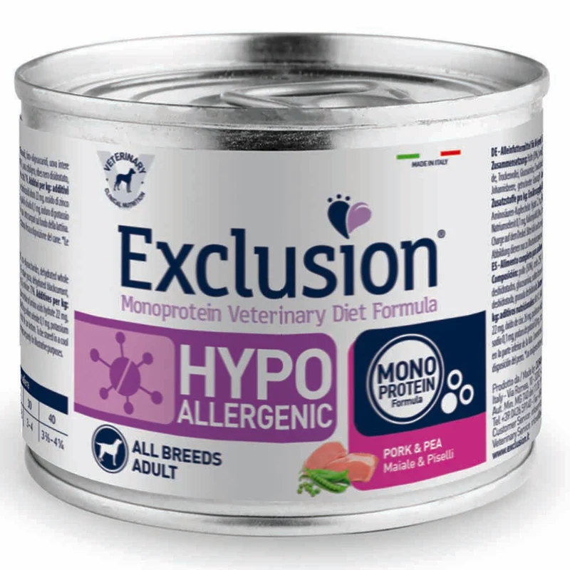 Exclusion Hypoallergenic Maiale e Piselli 200g per Cani Adulti