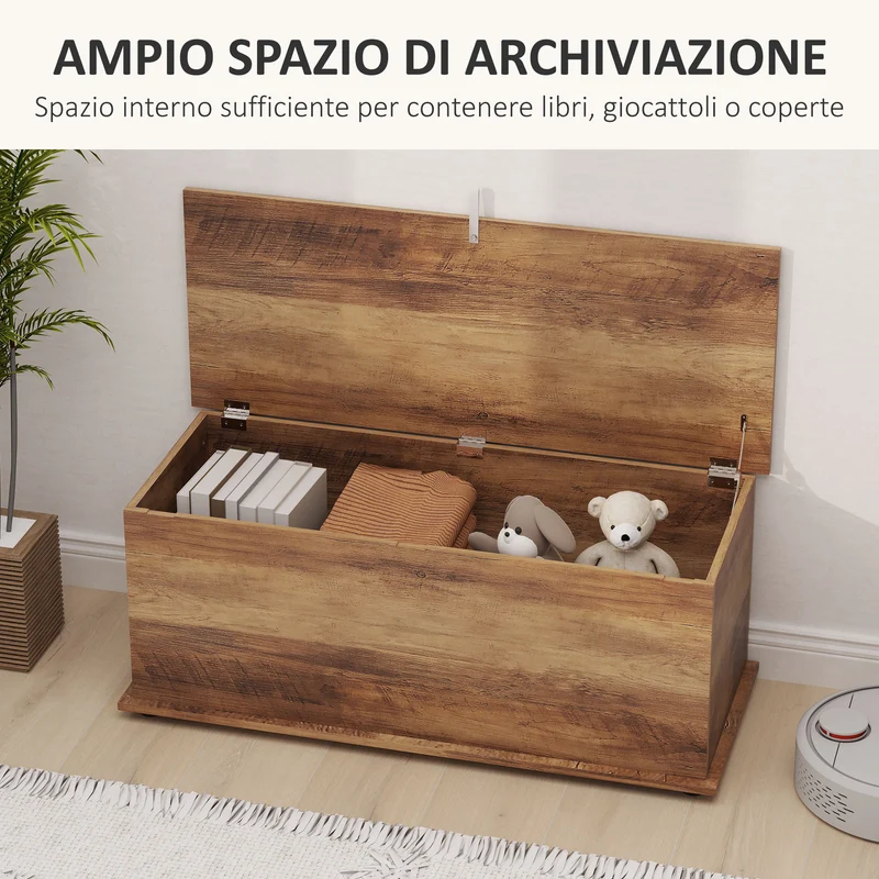 Panca Contenitore 100x40x40 cm Multiuso Capacità 113 L in Legno Ingegnerizzato