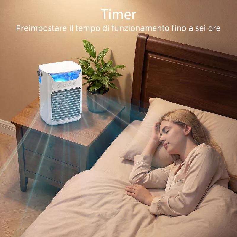 Ventilatore da Tavolo con 3 Velocità Luce RGB Funzione Nebulizzazione in ABS e PP Bianco