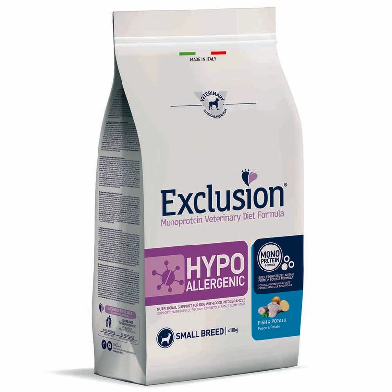 Exclusion Hypoallergenic Pesce e Patate 2kg per Cani Adulti di Taglia Piccola