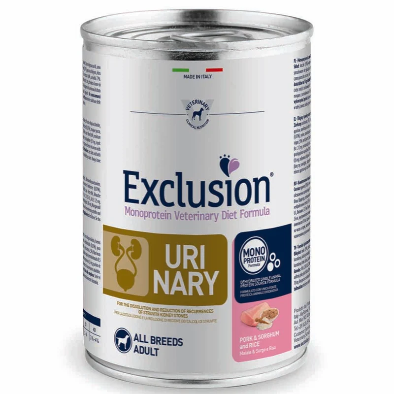 Exclusion Urinary Maiale Sorgo e Riso 400g per Cani Adulti