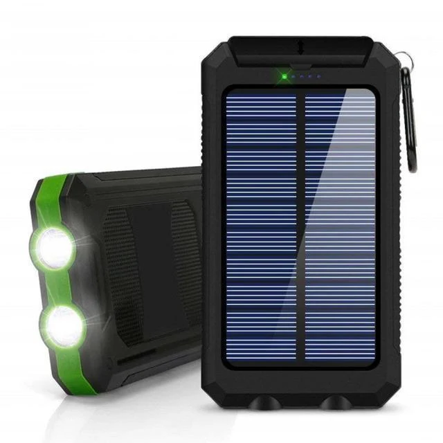 Batterie Solaire 8000mAh - Double USB, Étanche, Antichoc, LED