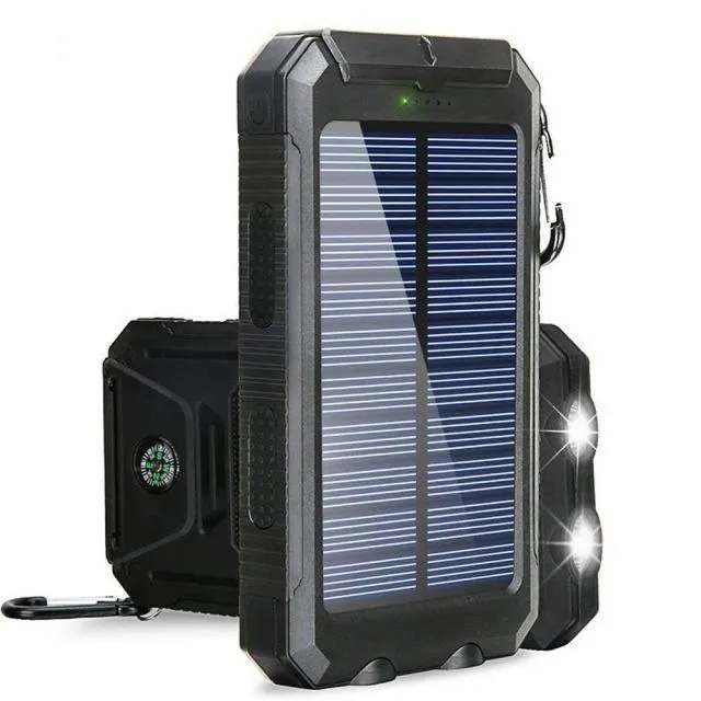 Batterie Solaire 8000mAh - Double USB, Étanche, Antichoc, LED