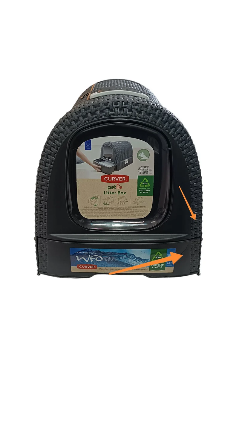 Lettiera per Gatti 51x39x39 cm in Plastica Effetto Rattan Keter Cat Litter Box Graphite Seconda Scelta