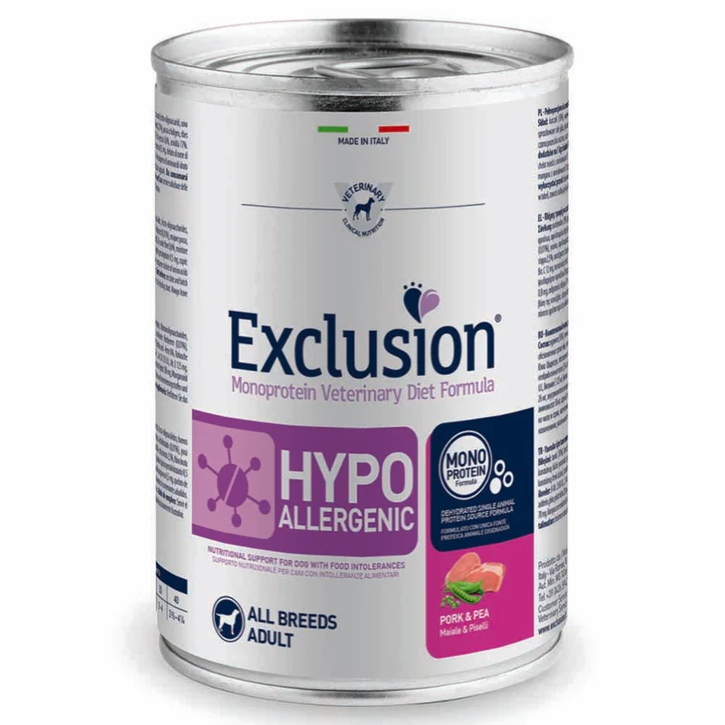 Exclusion Hypoallergenic Maiale e Piselli 400g per Cani Adulti