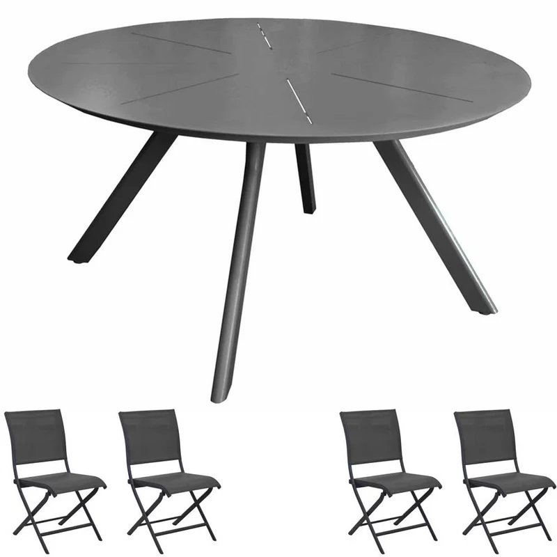 OFFERTA TAVOLO SEVEN ROTONDO D.150CM GRAFITE +4 SEDIA ELEGANCE GRAFITE