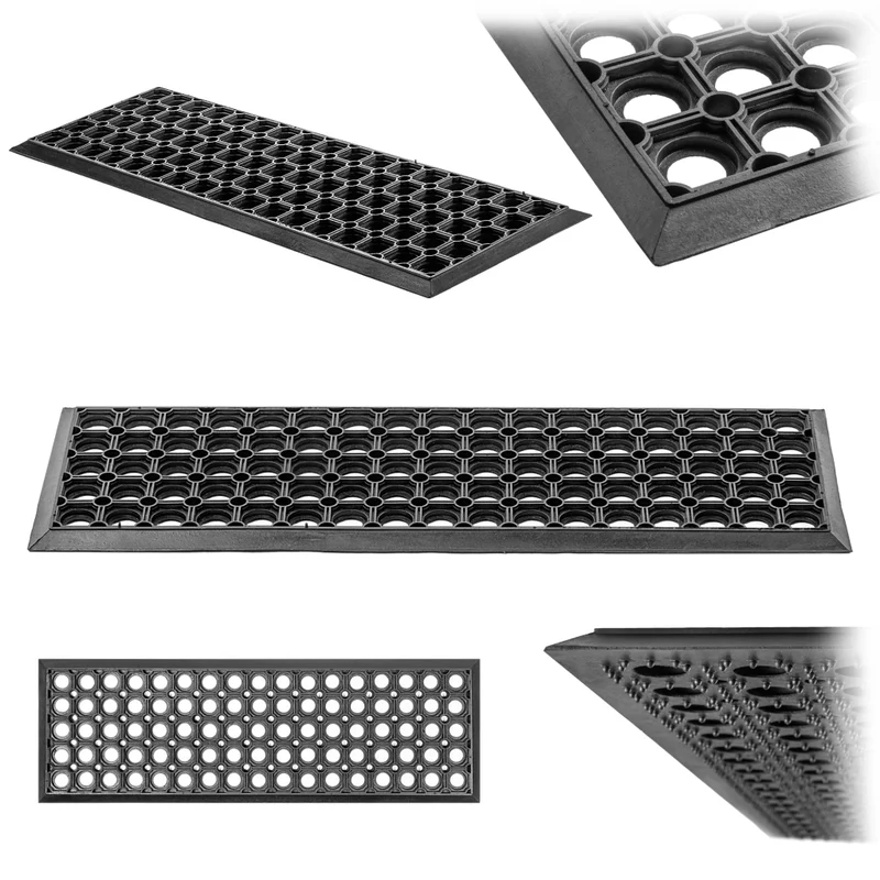 Tappetino per scale in gomma KADAX con bordo traforato, 75 cm, per esterni.