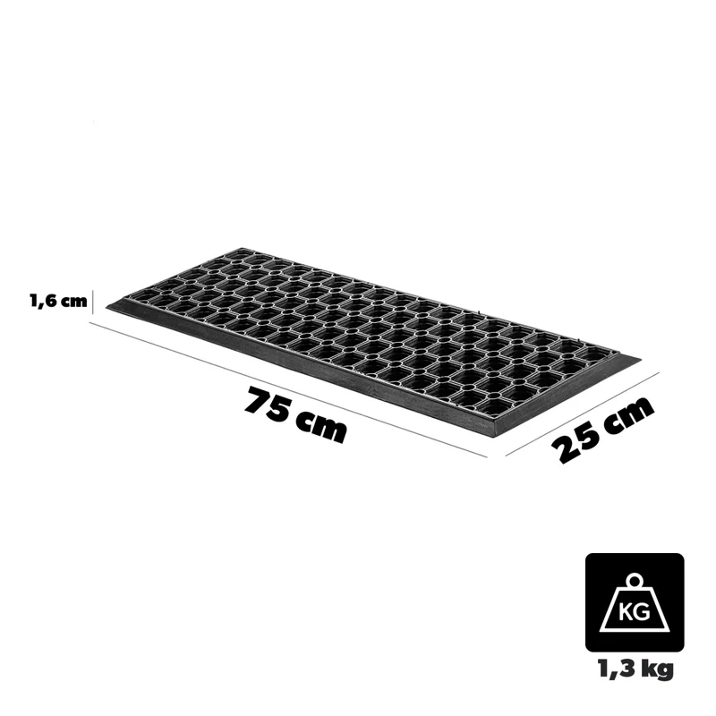 Tappetino per scale in gomma KADAX con bordo traforato, 75 cm, per esterni.