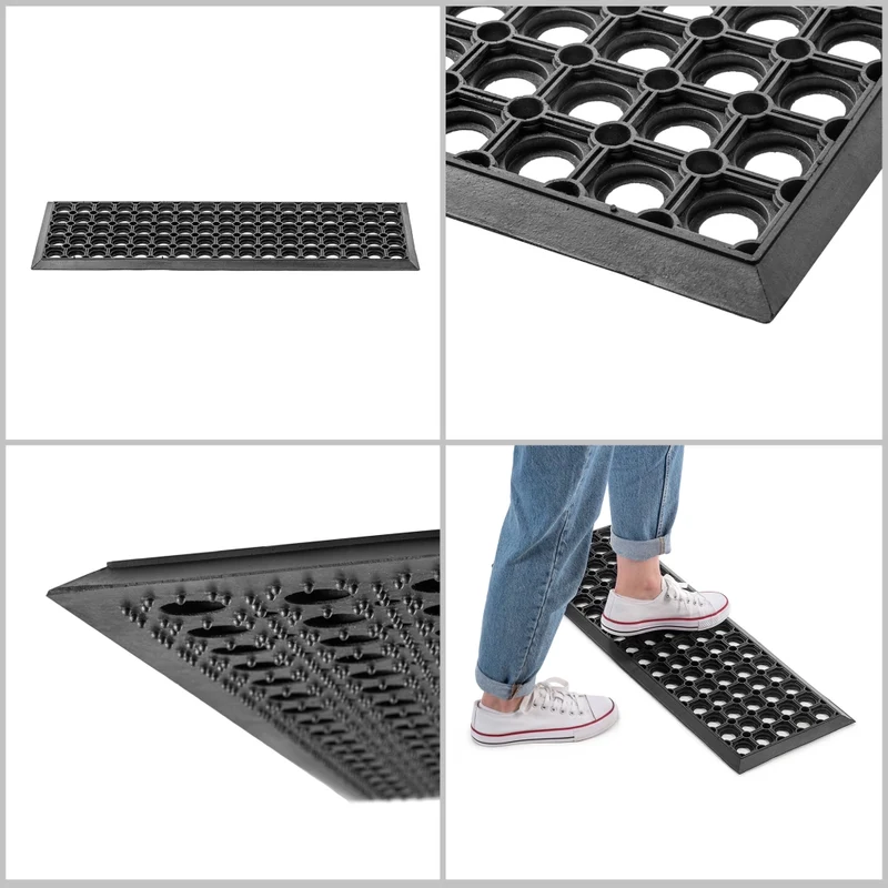 Tappetino per scale in gomma KADAX con bordo traforato, 75 cm, per esterni.