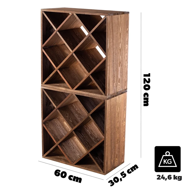 Portabottiglie in legno KADAX, supporto per 48 bottiglie, mobile per alcolici, 104 cm, set da 2