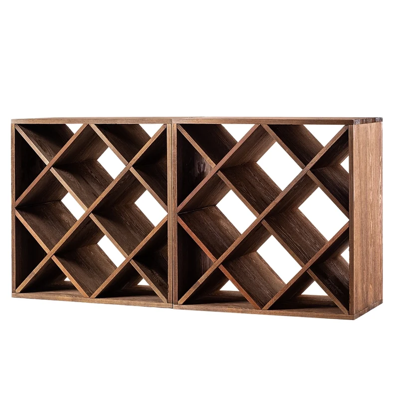 Portabottiglie in legno KADAX, supporto per 48 bottiglie, mobile per alcolici, 104 cm, set da 2