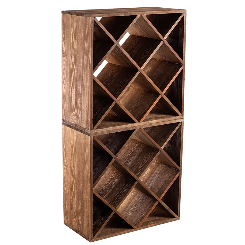 Portabottiglie in legno KADAX, supporto per 48 bottiglie, mobile per alcolici, 104 cm, set da 2