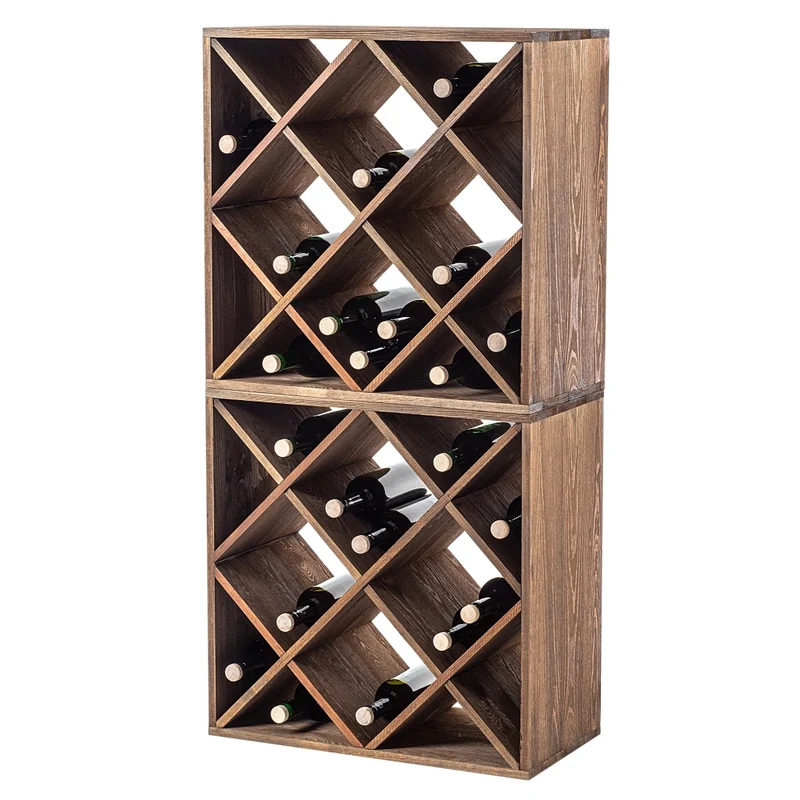 Portabottiglie in legno KADAX, supporto per 48 bottiglie, mobile per alcolici, 104 cm, set da 2
